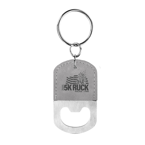 Engraved Leatherette Bottle Opener Keychain - FIRE Thumbnail