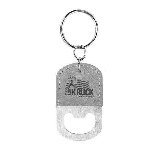 Engraved Leatherette Bottle Opener Keychain - POLICE Thumbnail